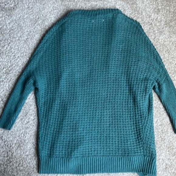 Oversized Cardigan Waffle Knit Teal Open Front Abercrombie & Fitch Cardigan - Picture 7 of 12